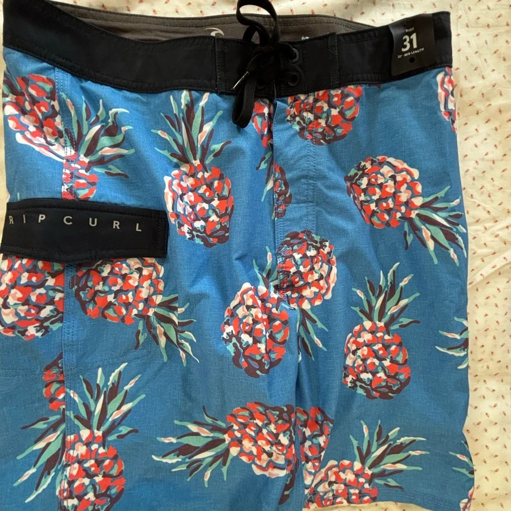 Rip Curl Board Short New w/tags Surfer Skate Tropical Hawaiian Blue Pineapple 31